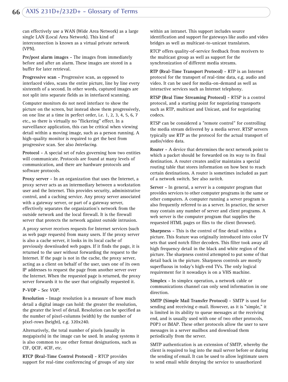 Axis Communications 231D+/232D+ User Manual | Page 66 / 70