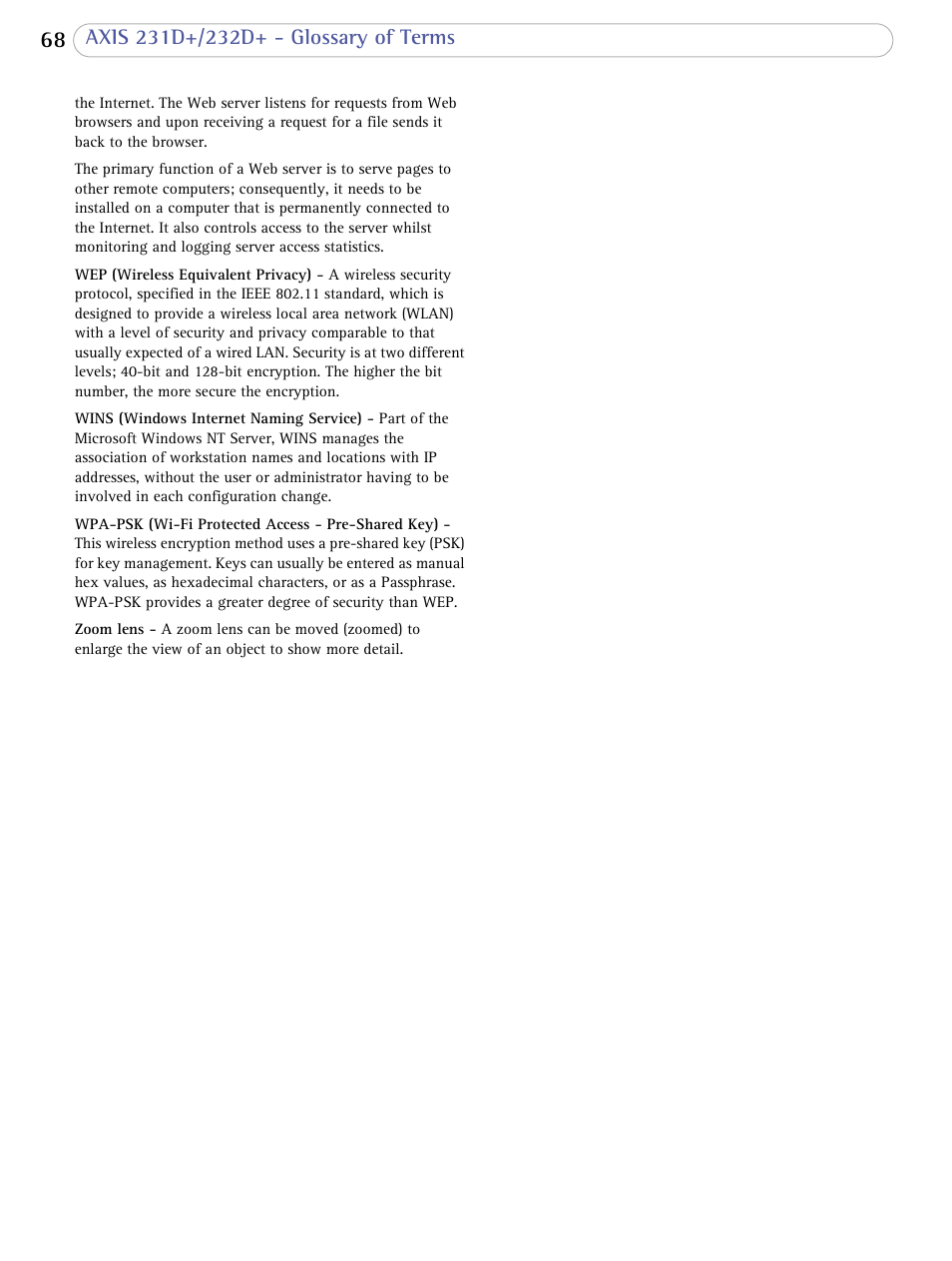 Axis Communications 231D+/232D+ User Manual | Page 68 / 70