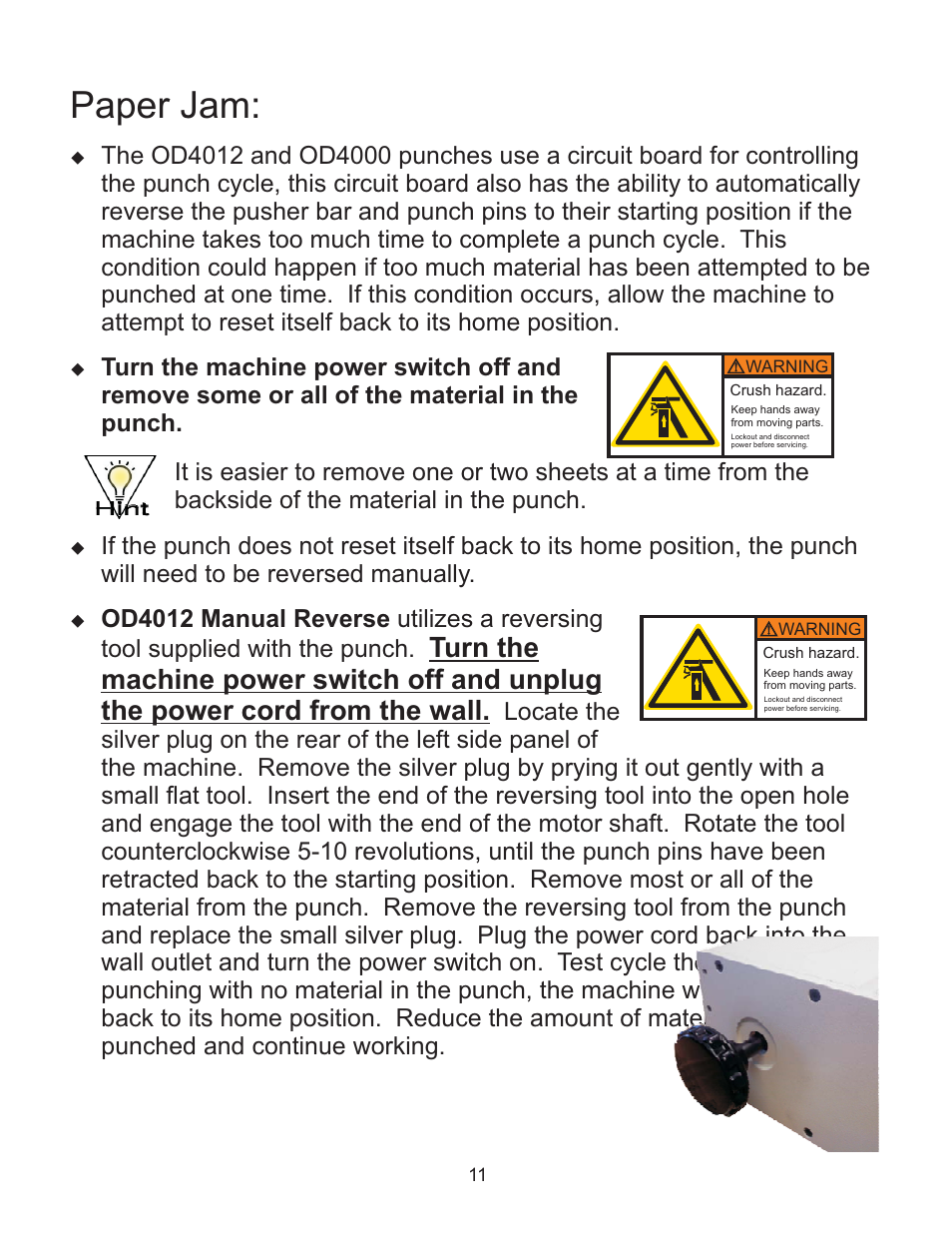 Paper jam | Rhin-O-Tuff OD4012 User Manual | Page 13 / 16