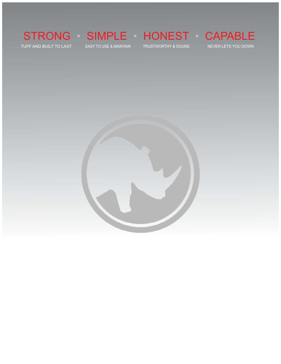 3250cl instruction rev 3 pg 10, Strong simple honest capable | Rhin-O-Tuff 3250CL User Manual | Page 11 / 11