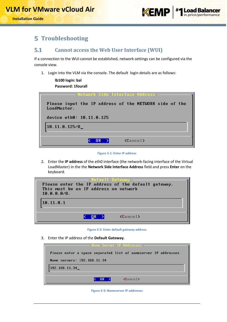 Troubleshooting, Cannot access the web user interface (wui), Vlm for vmware vcloud air | KEMP vCloud Air User Manual | Page 21 / 24