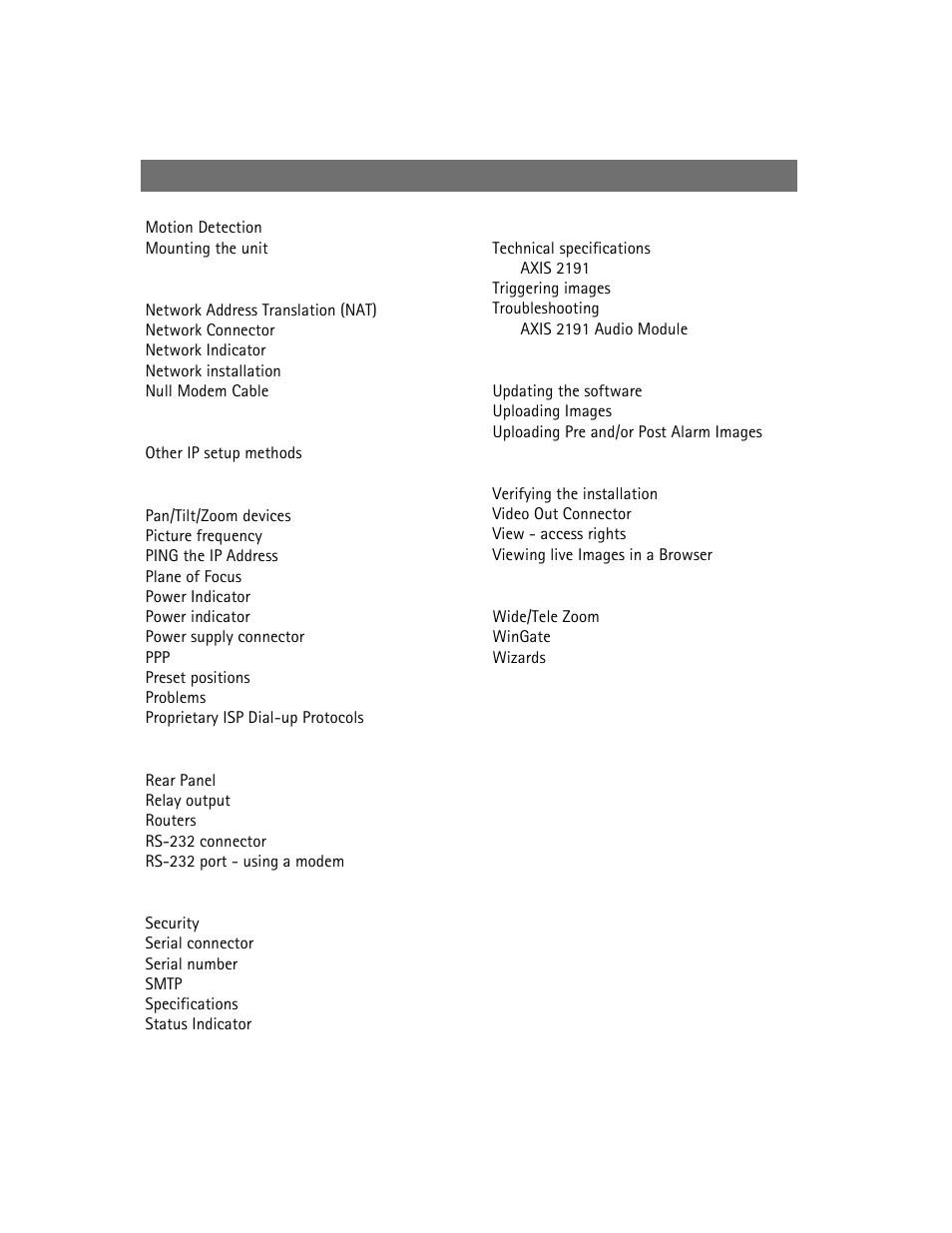 Axis Communications 2420 W/Lens User Manual | Page 103 / 103