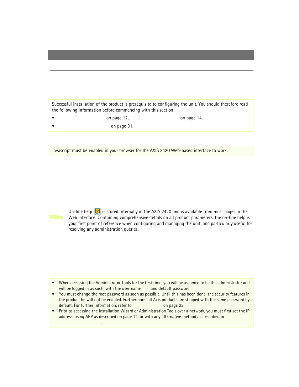 Configuring your camera, Configuration using the wizards | Axis Communications 2420 W/Lens User Manual | Page 18 / 103