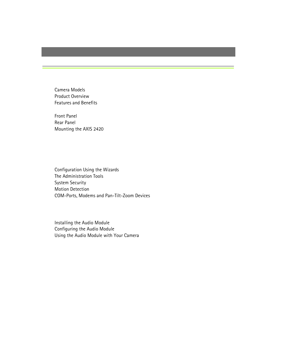 Axis Communications 2420 W/Lens User Manual | Page 3 / 103