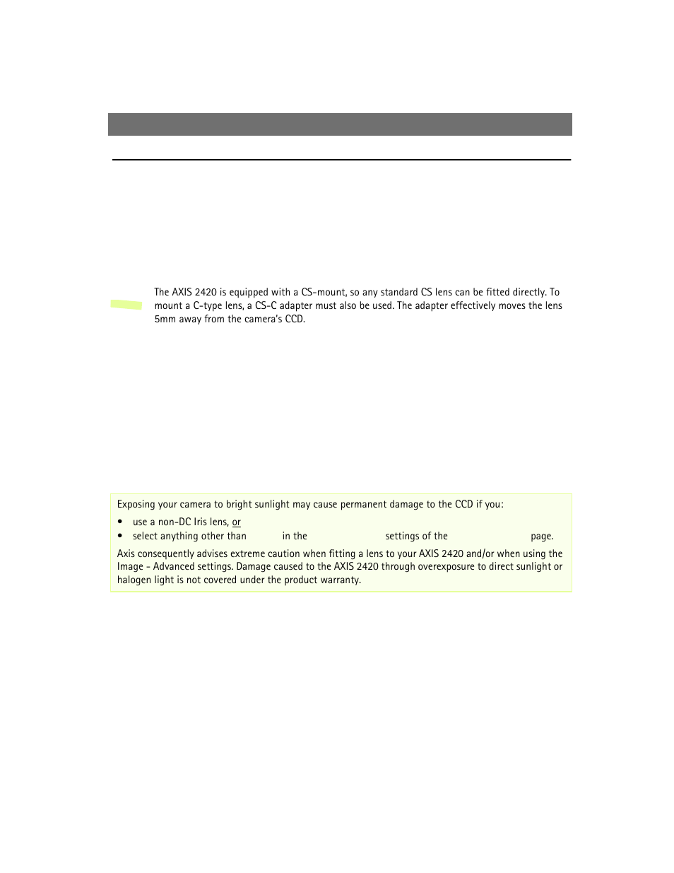 Appendix c - lenses and advanced focusing | Axis Communications 2420 W/Lens User Manual | Page 54 / 103
