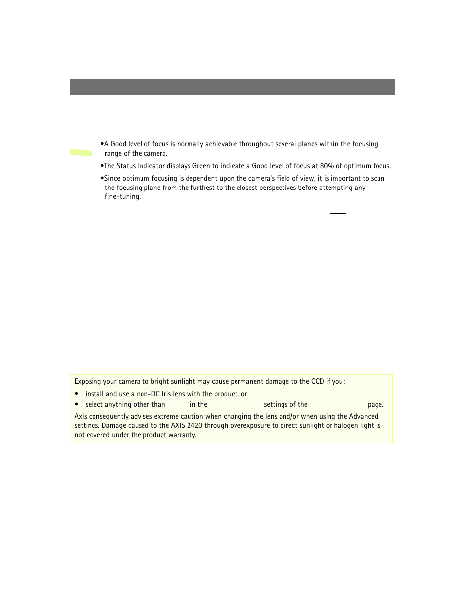 Adjusting the dc-iris settings | Axis Communications 2420 W/Lens User Manual | Page 57 / 103