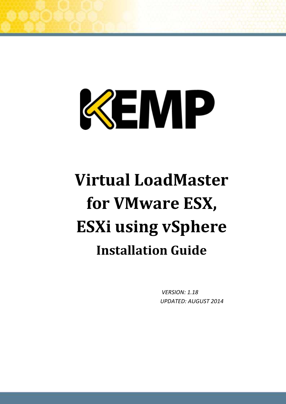 KEMP VMware ESX User Manual | 22 pages