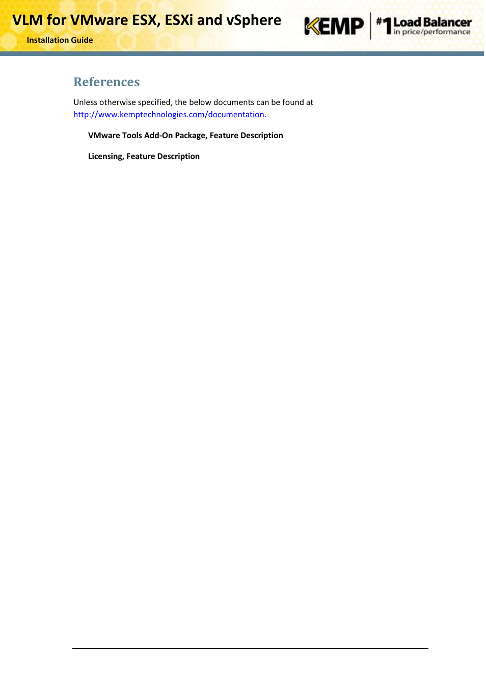 References, Vlm for vmware esx, esxi and vsphere | KEMP VMware ESX User Manual | Page 21 / 22