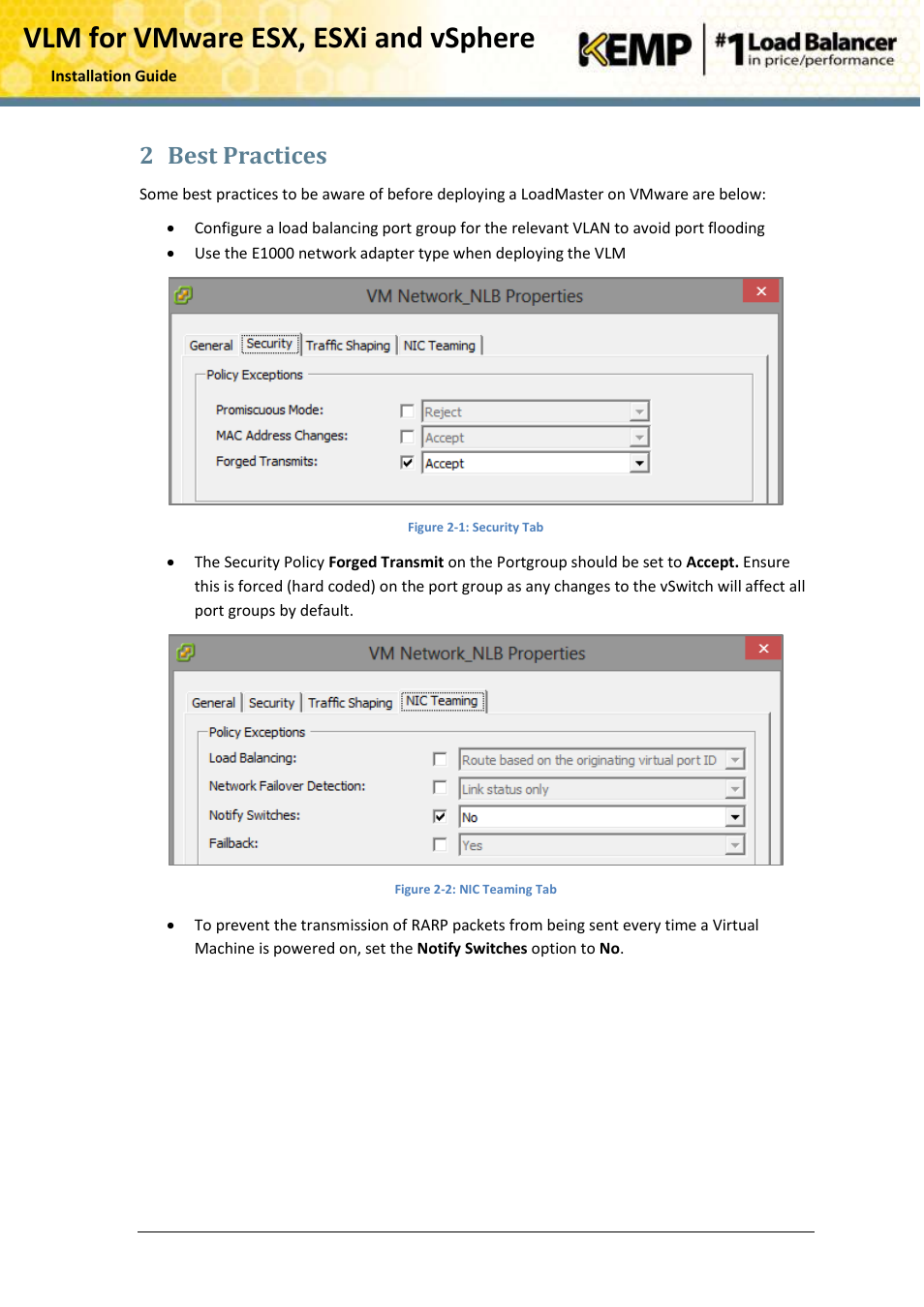 Best practices, Vlm for vmware esx, esxi and vsphere, 2 best practices | KEMP VMware ESX User Manual | Page 6 / 22
