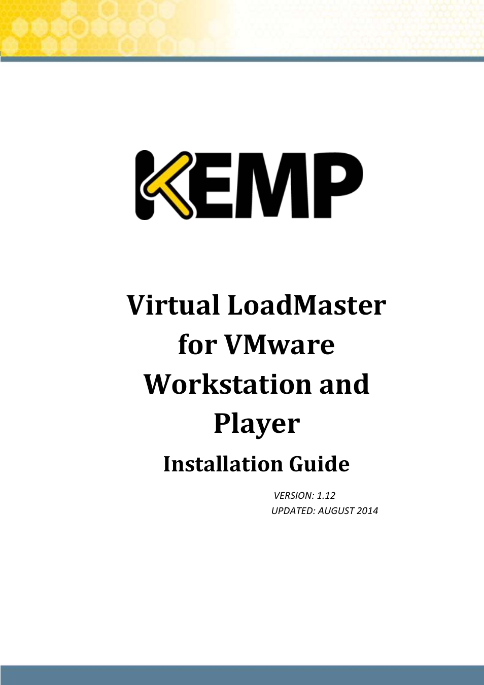 KEMP VMware Workstation and Player User Manual | 19 pages