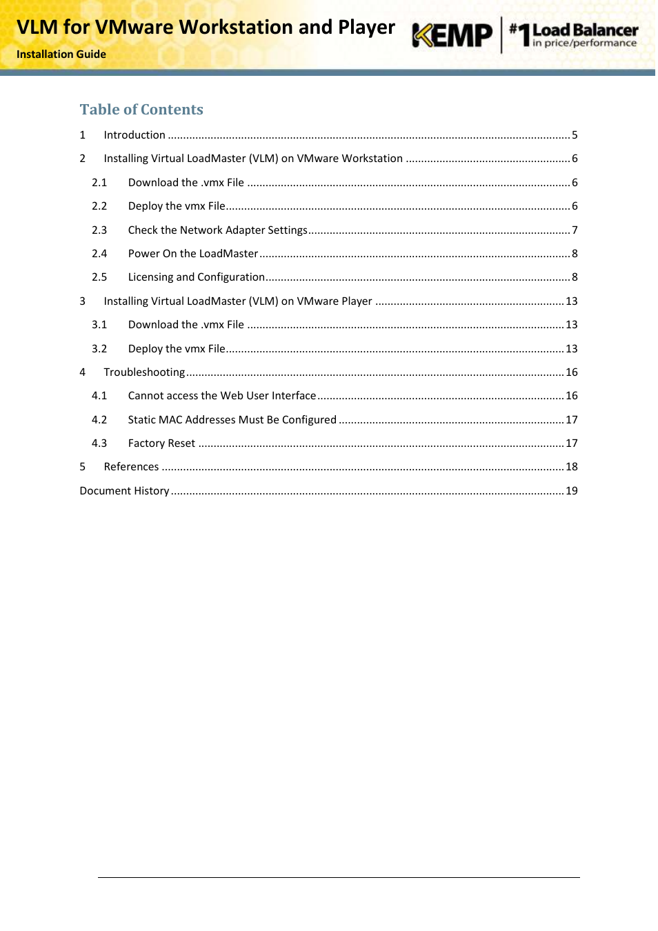 KEMP VMware Workstation and Player User Manual | Page 4 / 19