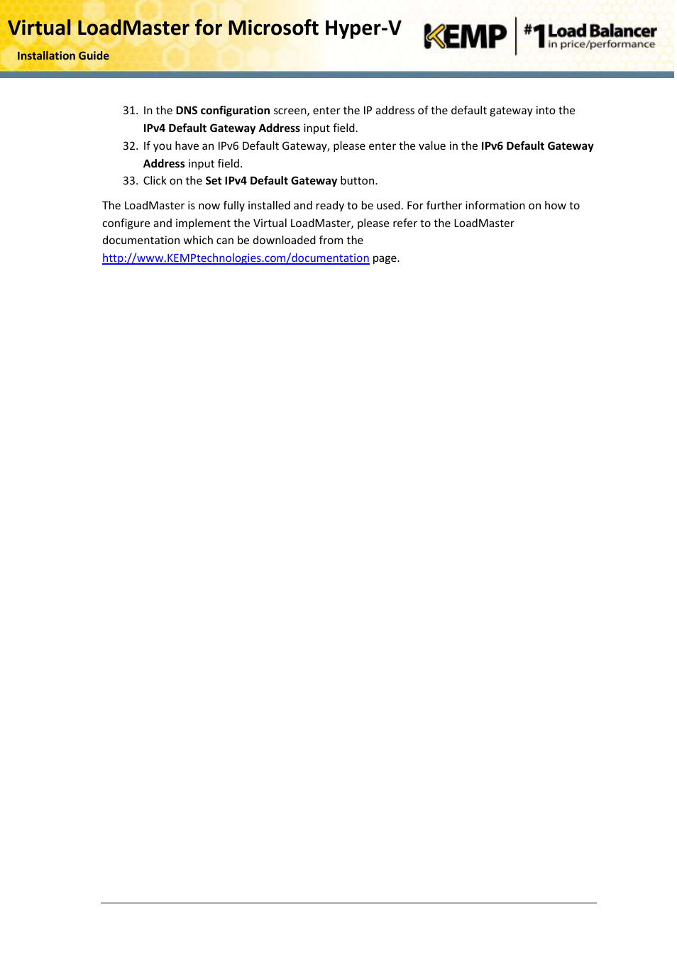 Virtual loadmaster for microsoft hyper-v | KEMP Hyper-V 2008 R2 User Manual | Page 13 / 18
