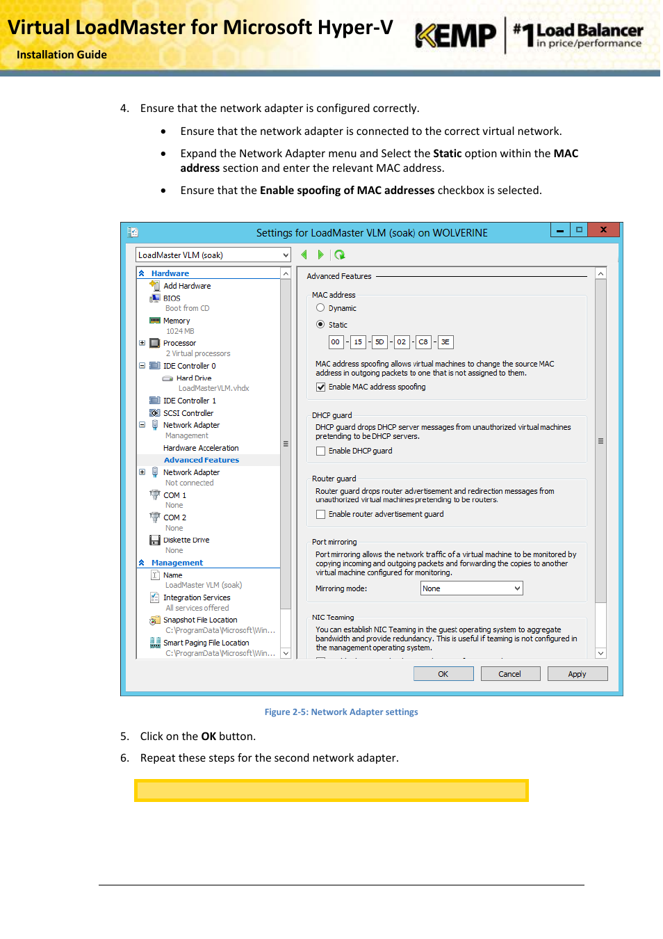 Virtual loadmaster for microsoft hyper-v | KEMP Hyper-V 2012 User Manual | Page 10 / 20
