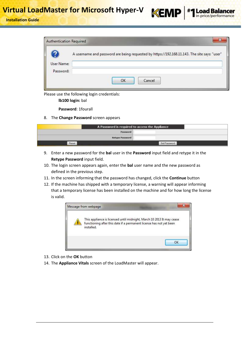 Virtual loadmaster for microsoft hyper-v | KEMP Hyper-V 2012 User Manual | Page 13 / 20
