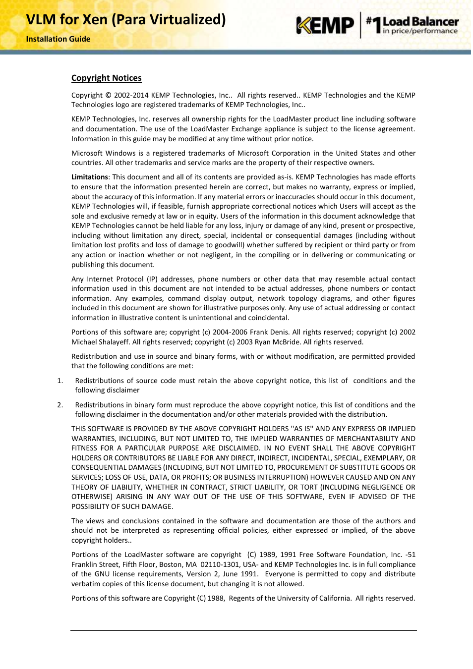 Vlm for xen (para virtualized) | KEMP Xen User Manual | Page 2 / 18