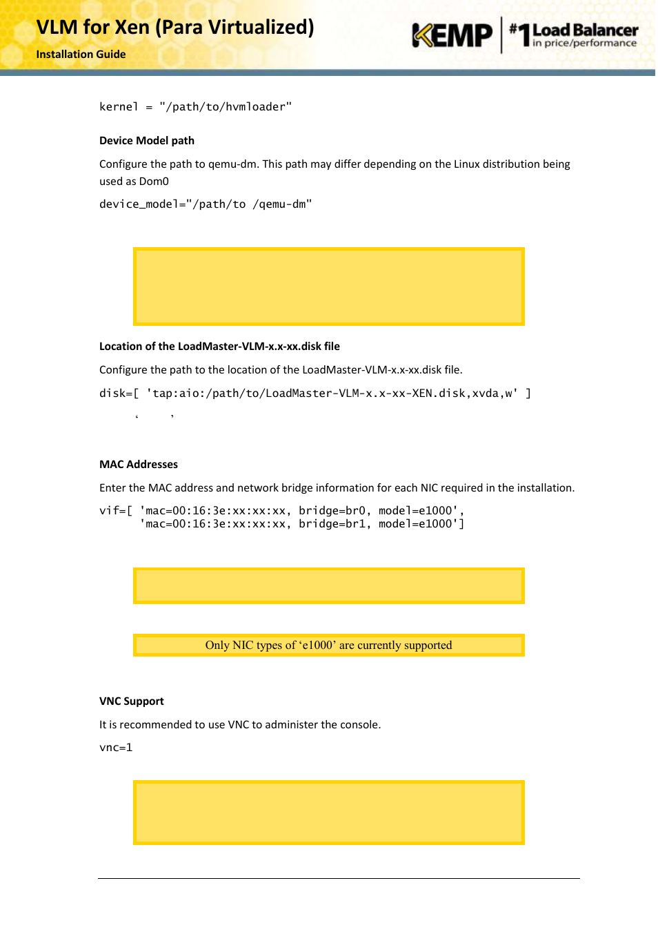 Vlm for xen (para virtualized) | KEMP Xen User Manual | Page 7 / 18