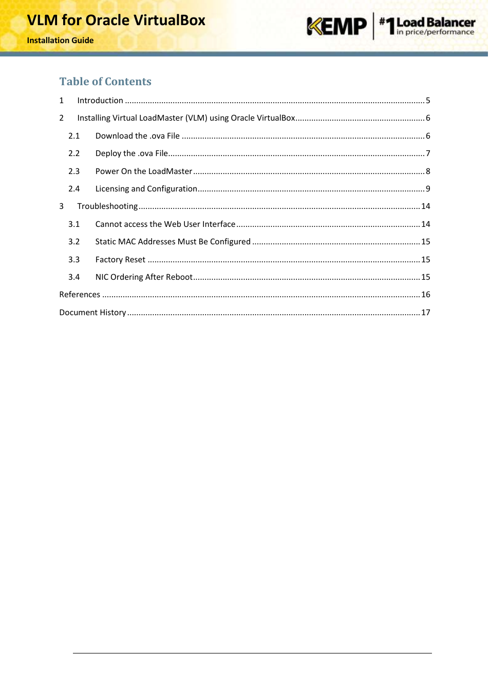 KEMP Oracle VirtualBox User Manual | Page 4 / 17