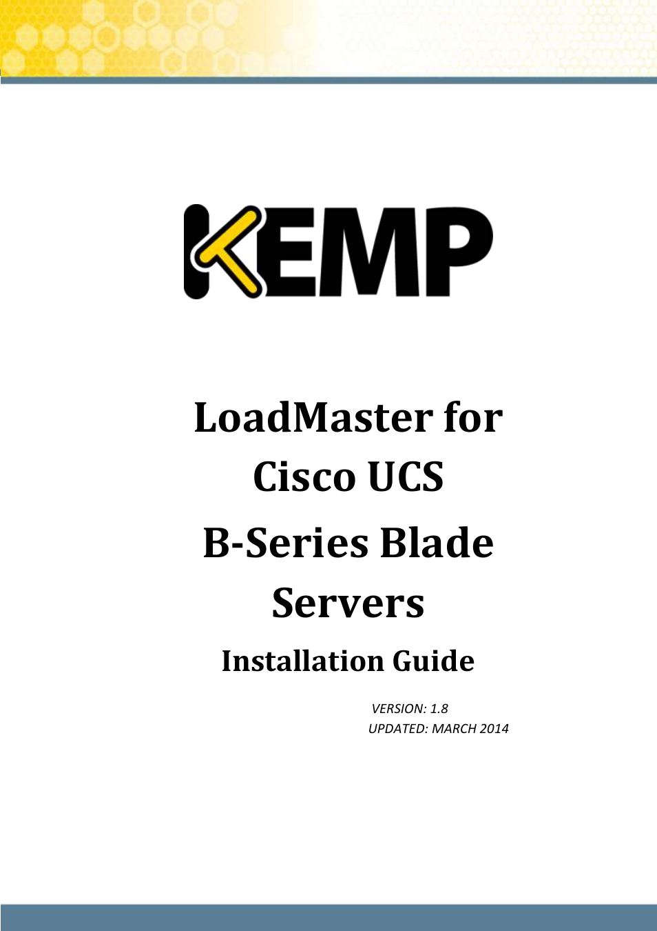 KEMP Cisco B-Series User Manual | 27 pages