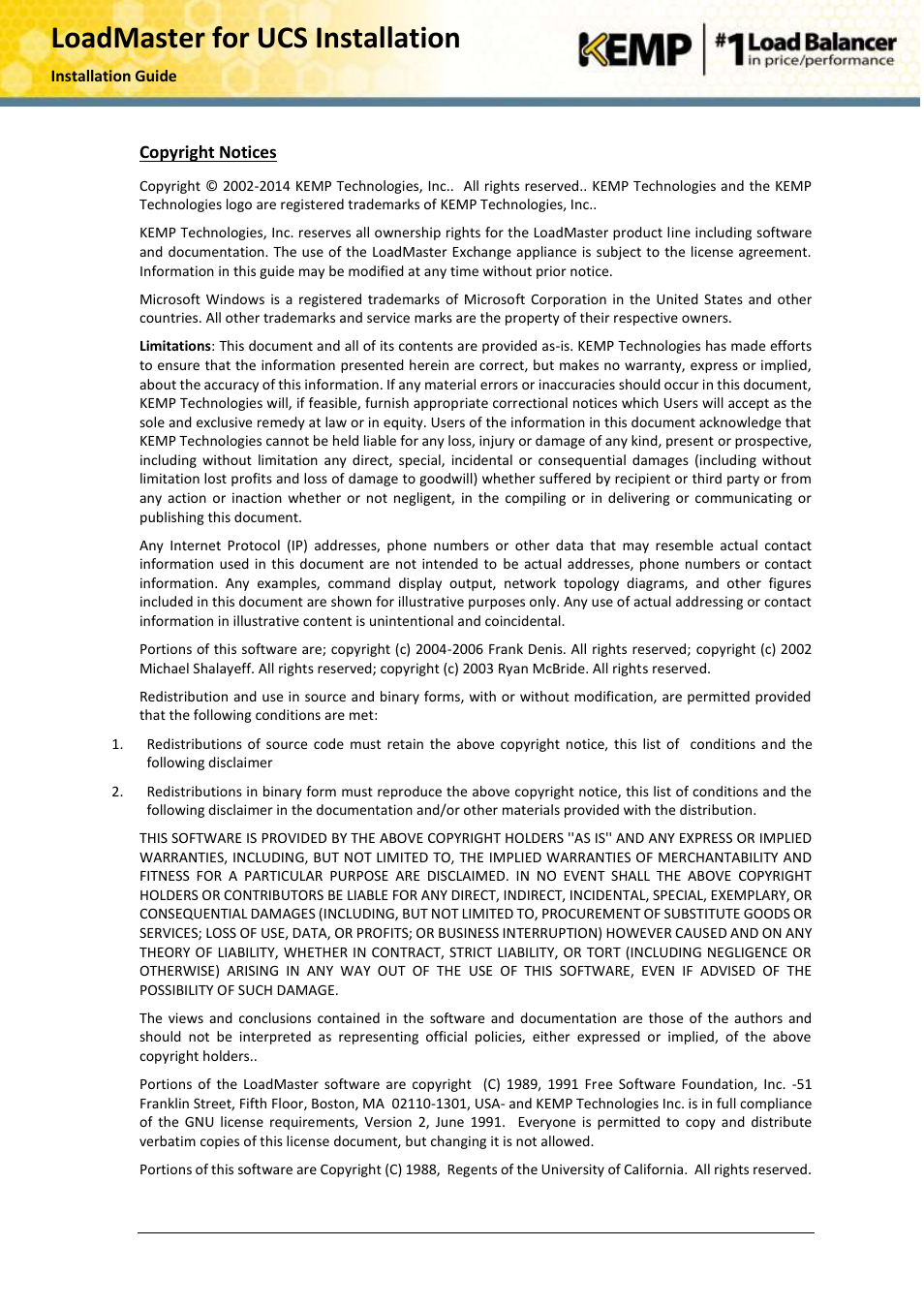 KEMP Cisco B-Series User Manual | Page 2 / 27