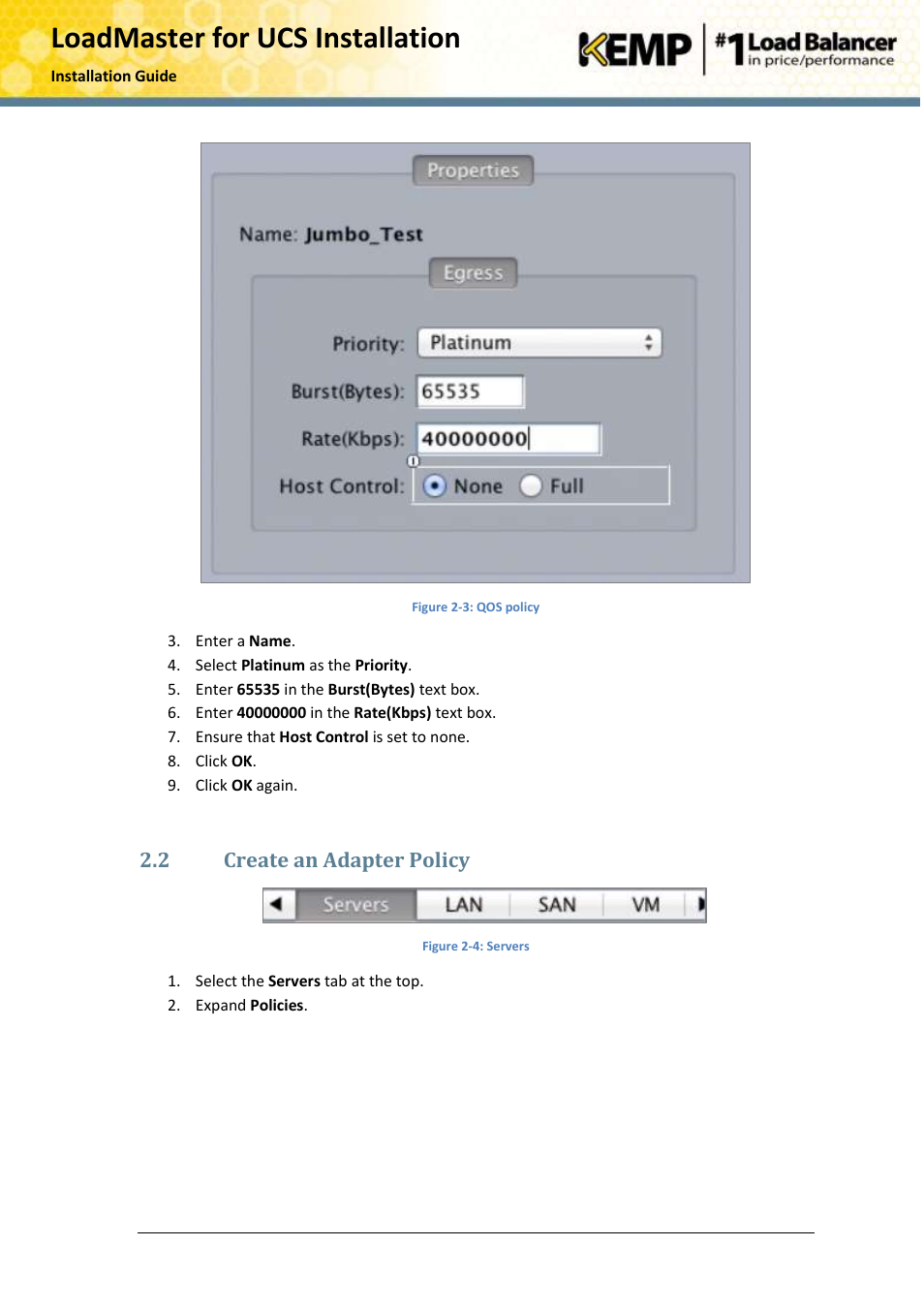 Create an adapter policy, 2 create an adapter policy | KEMP Cisco B-Series User Manual | Page 7 / 27