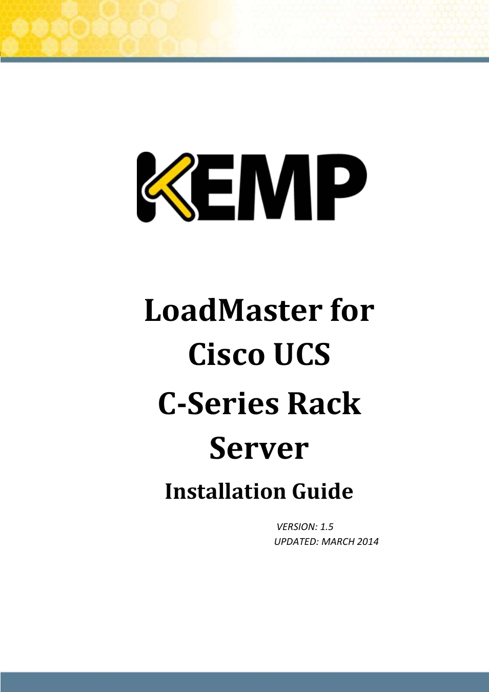 KEMP Cisco C-Series User Manual | 18 pages