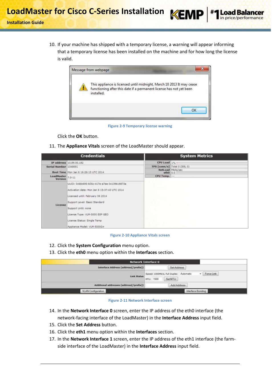 Loadmaster for cisco c-series installation | KEMP Cisco C-Series User Manual | Page 13 / 18