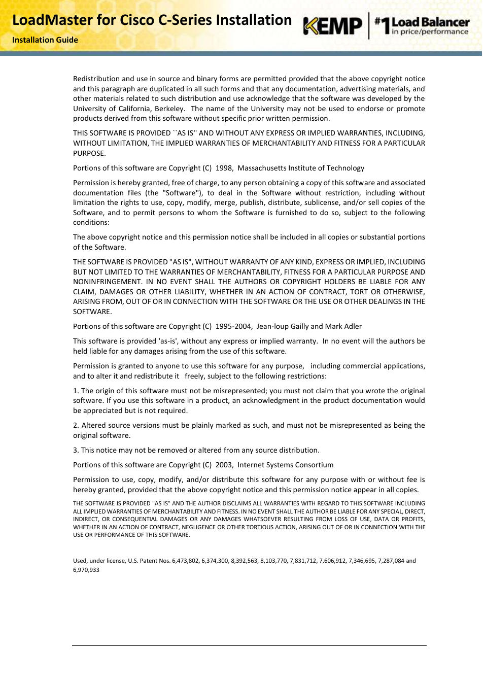 Loadmaster for cisco c-series installation | KEMP Cisco C-Series User Manual | Page 3 / 18