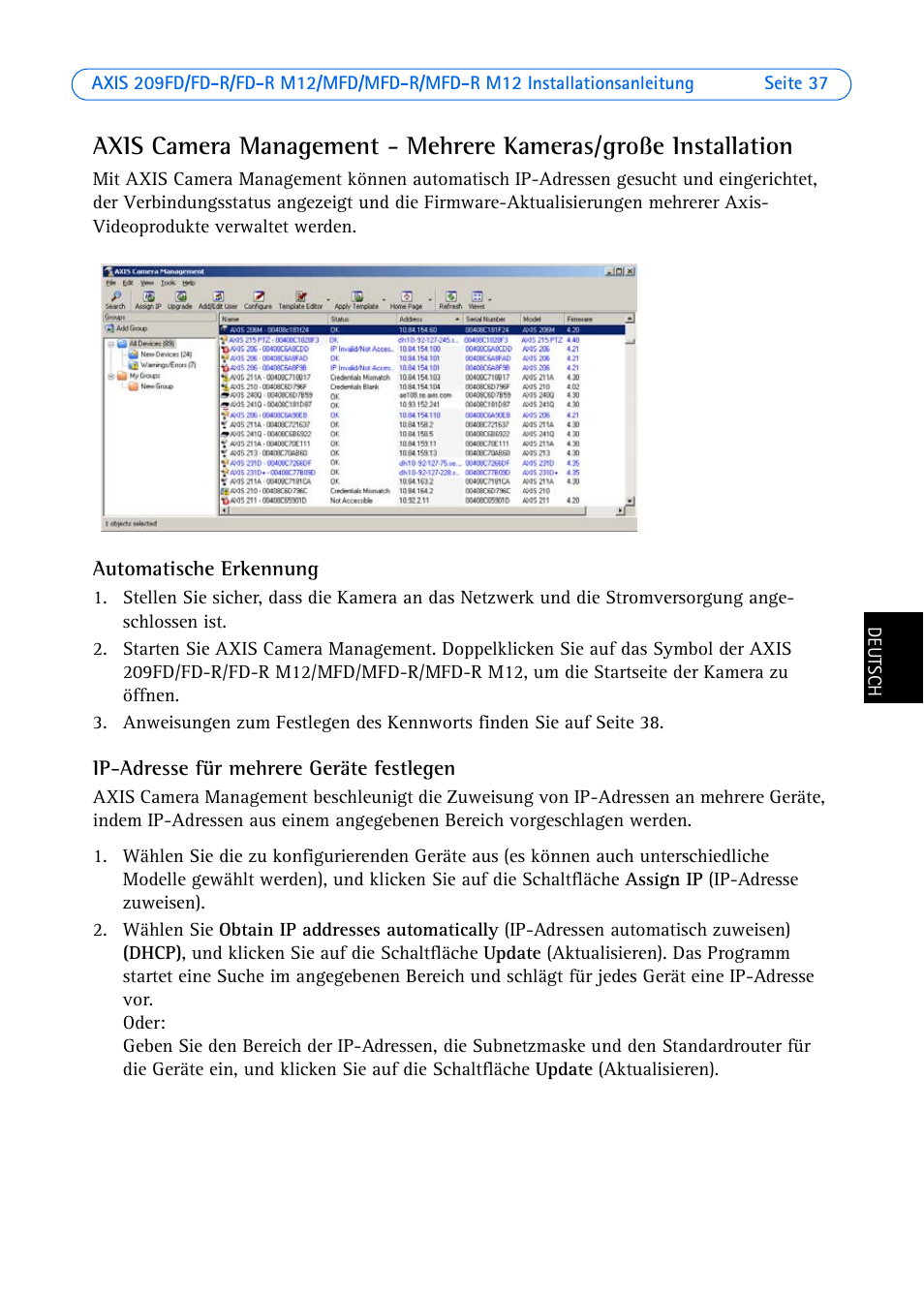 Axis Communications 209 MFD-R User Manual | Page 37 / 73