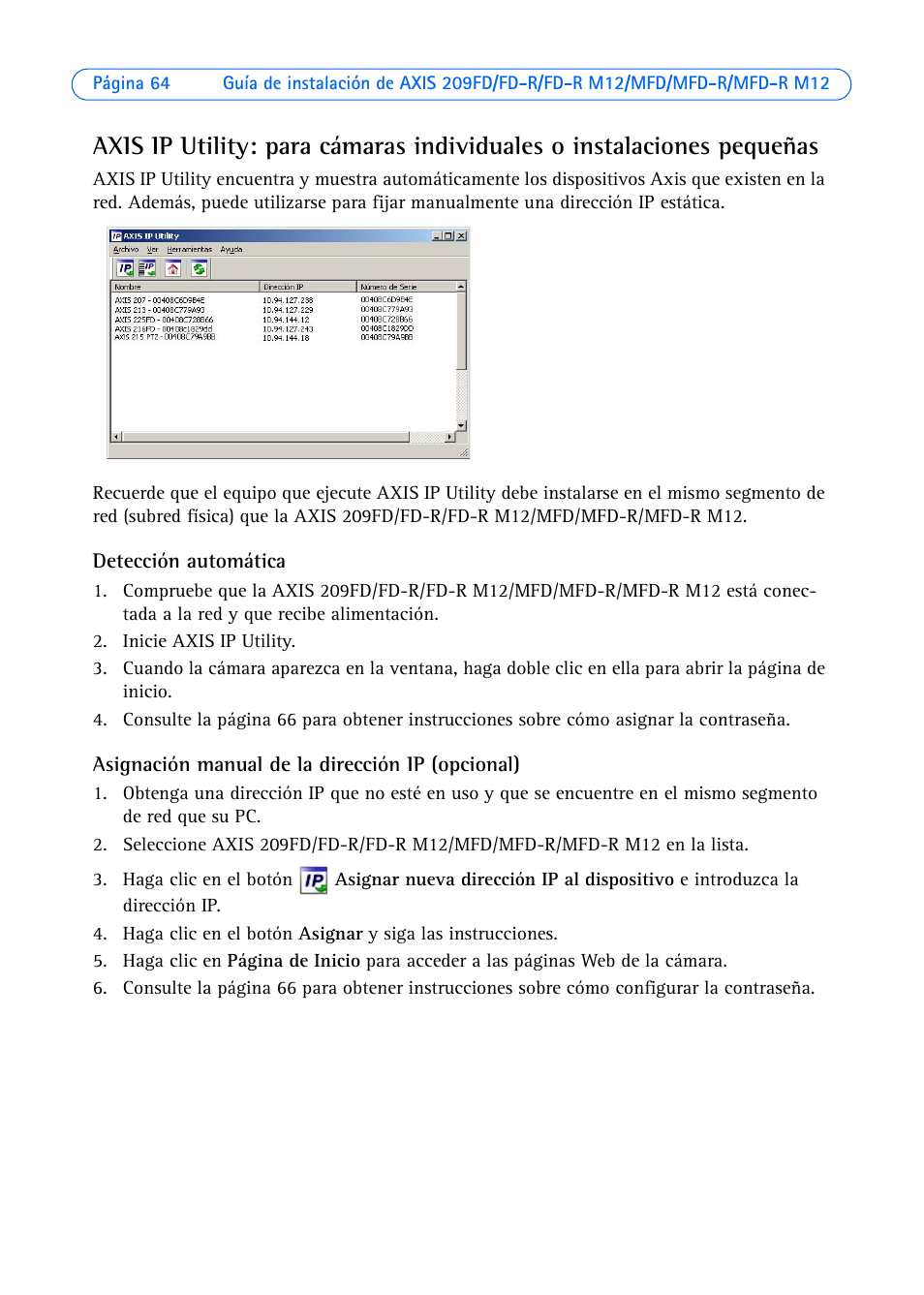 Axis Communications 209 MFD-R User Manual | Page 64 / 73