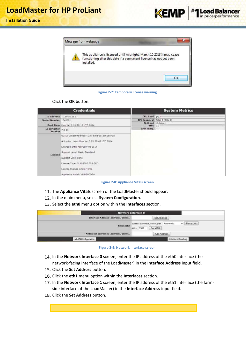 Loadmaster for hp proliant | KEMP ProLiant DL User Manual | Page 11 / 16