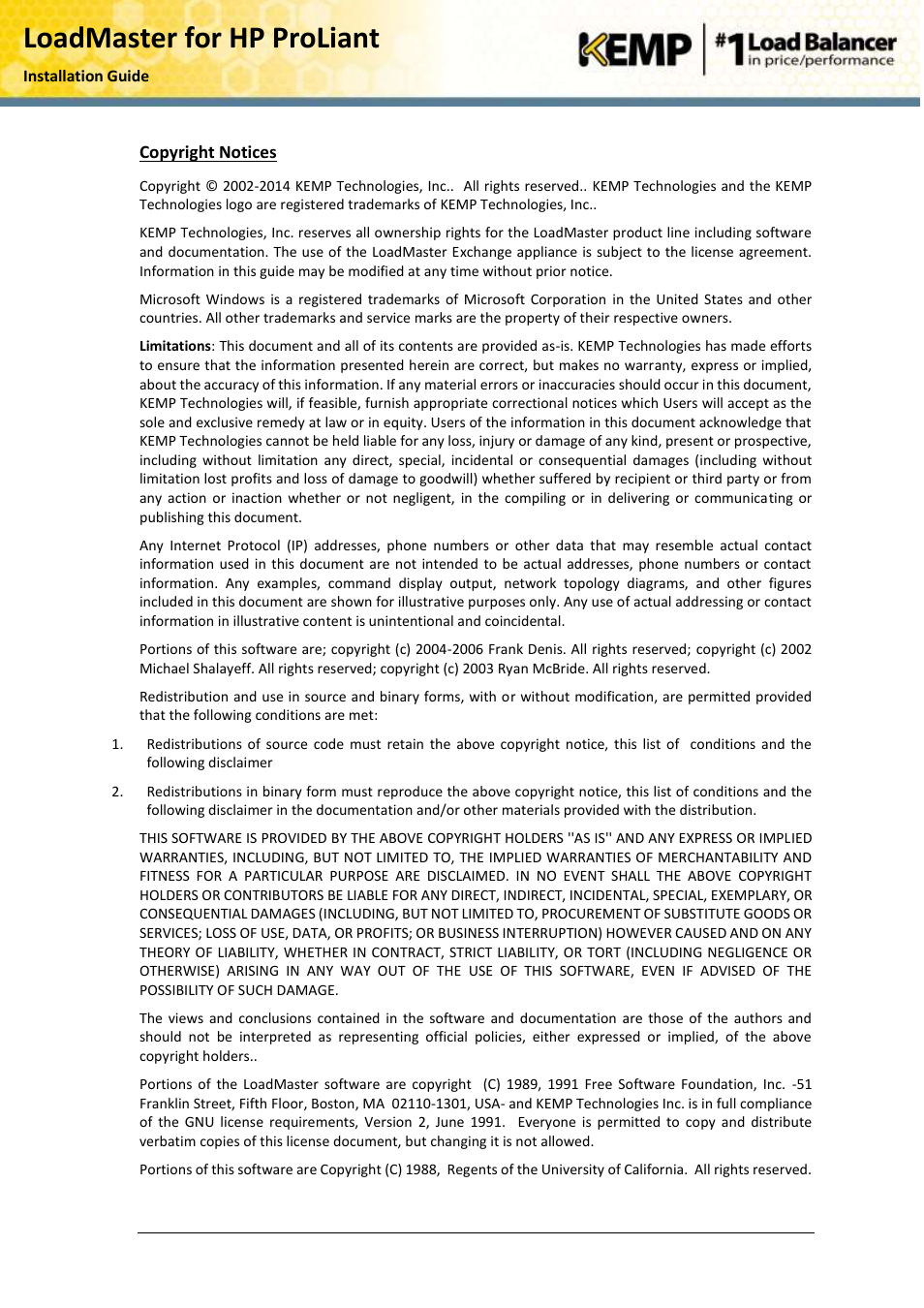 Loadmaster for hp proliant | KEMP ProLiant DL User Manual | Page 2 / 16