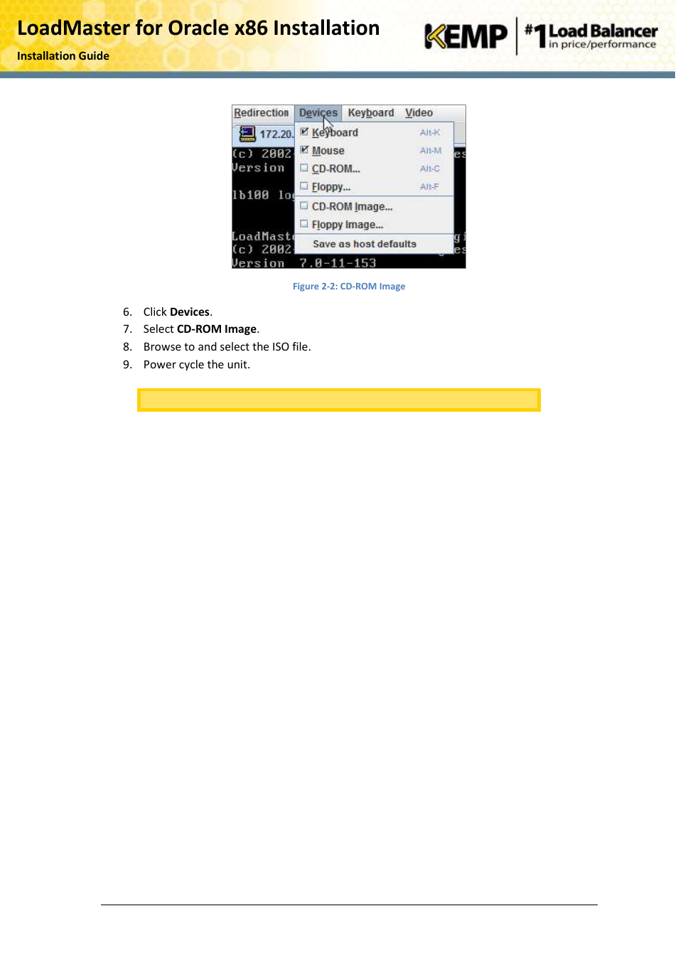 Loadmaster for oracle x86 installation | KEMP Oracle x86 User Manual | Page 7 / 17
