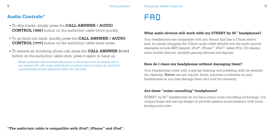 Audio controls | SMS Audio STREET by 50 User Manual | Page 6 / 9