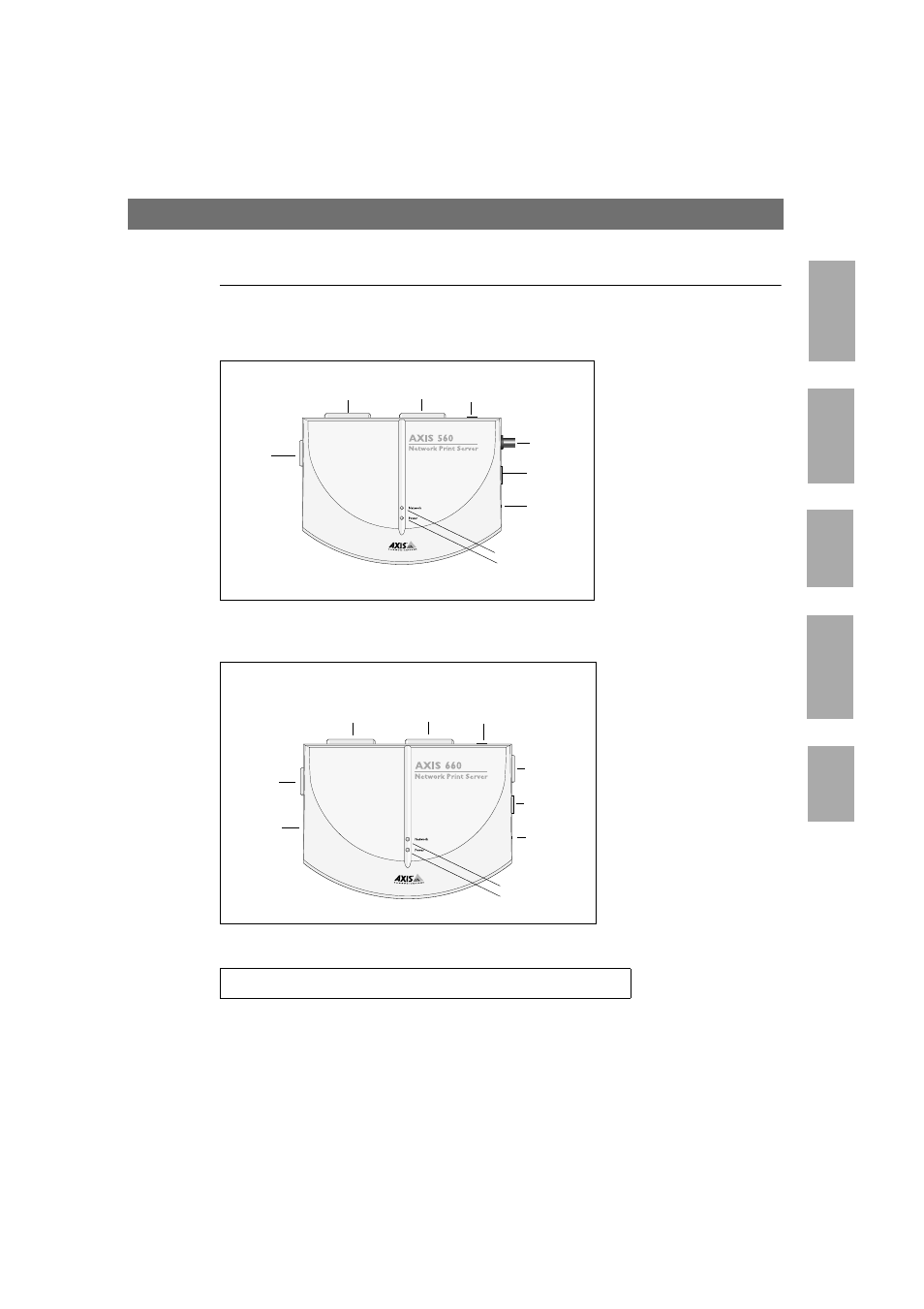 Product overview, The axis 560 print server, The axis 660 print server | Ne tw ar e un ix wi n d ow s os /2 ma ci ntosh | Axis Communications 660 User Manual | Page 6 / 29