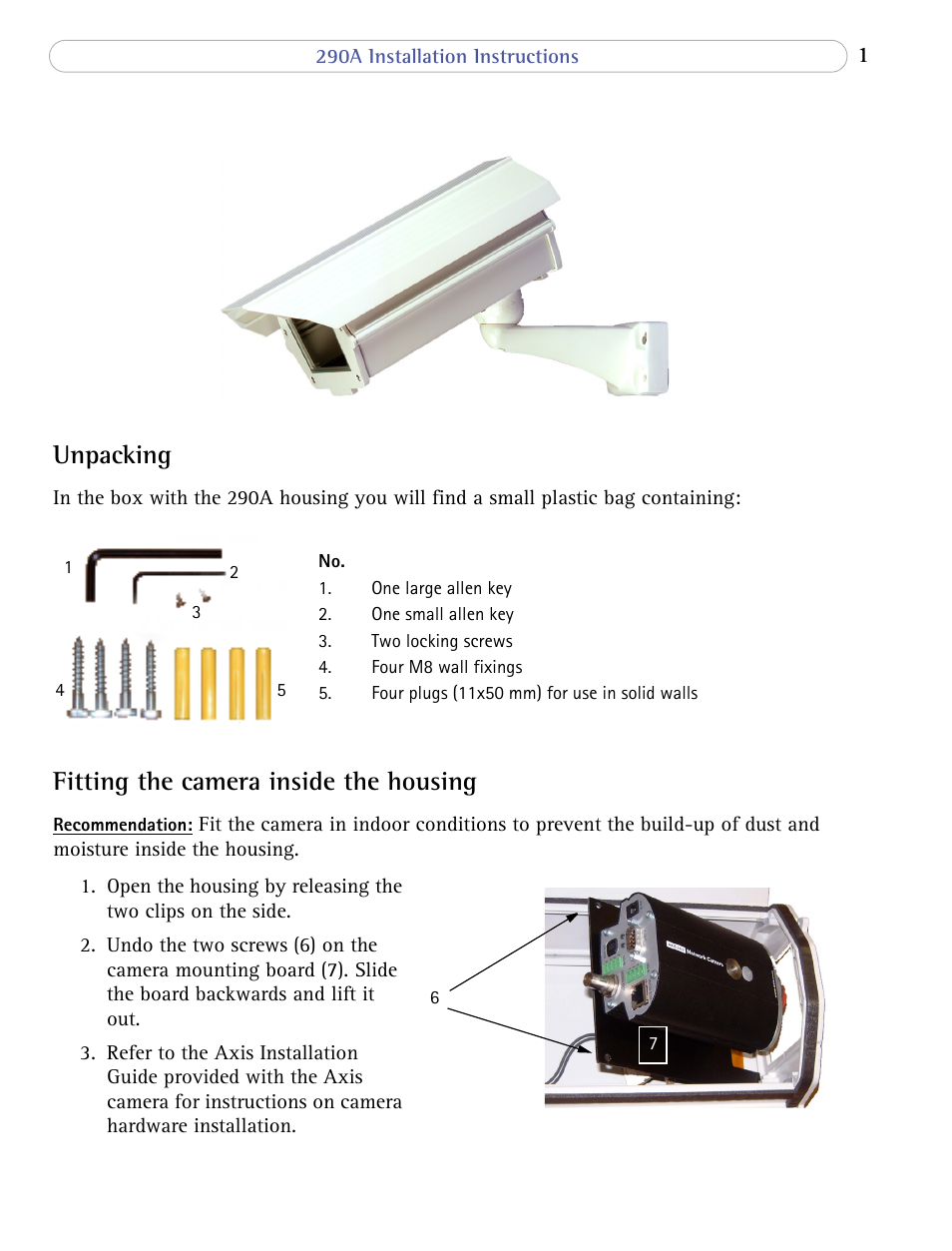 Axis Communications 290A User Manual | 8 pages