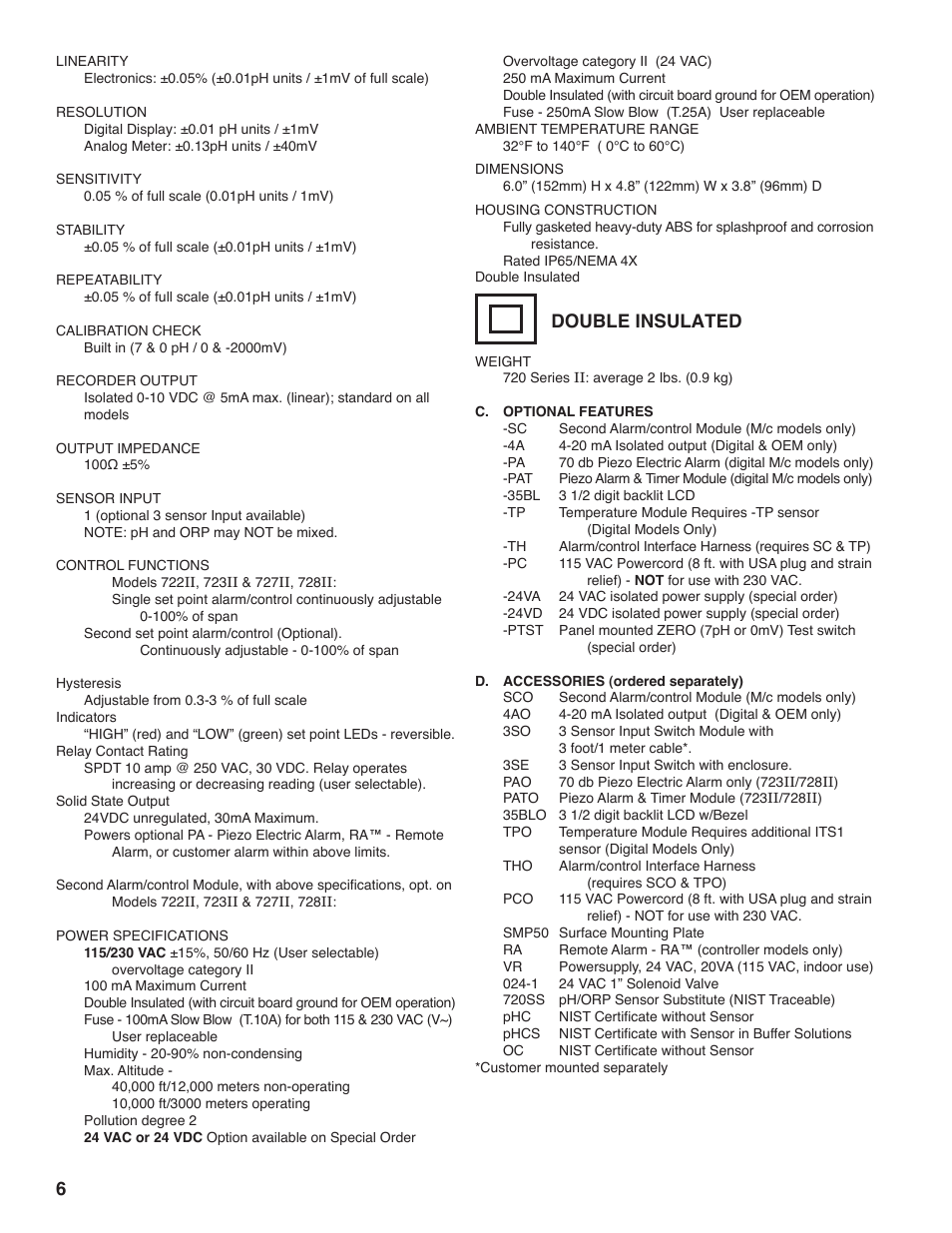 6double insulated | Myron L 729II User Manual | Page 10 / 68