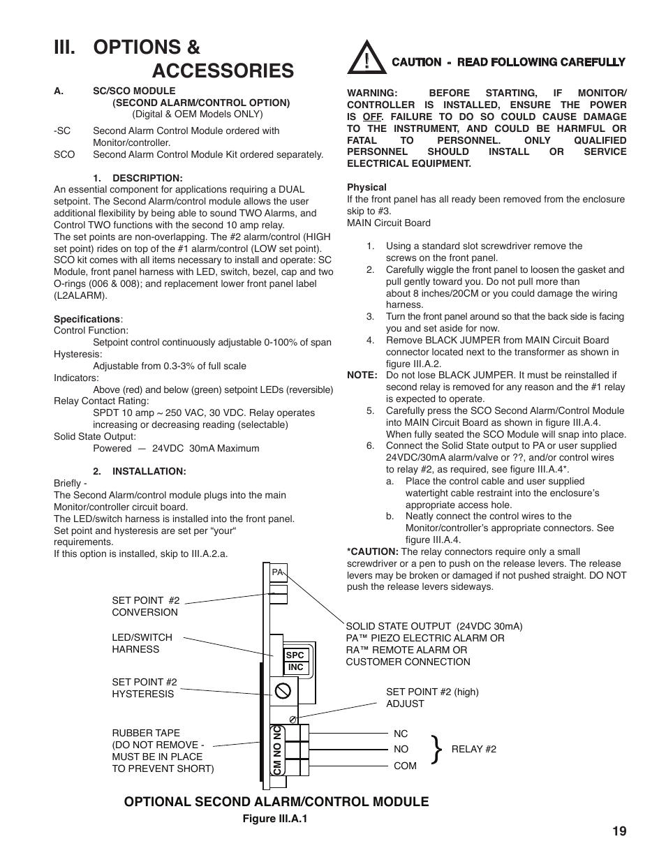 Iii. options & accessories, Optional second alarm/control module | Myron L 729II User Manual | Page 23 / 68