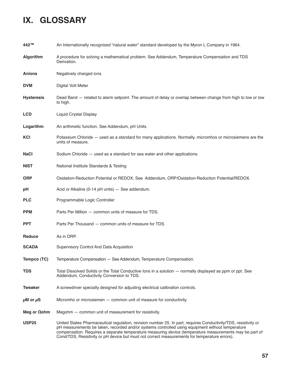 Ix. glossary | Myron L 729II User Manual | Page 61 / 68