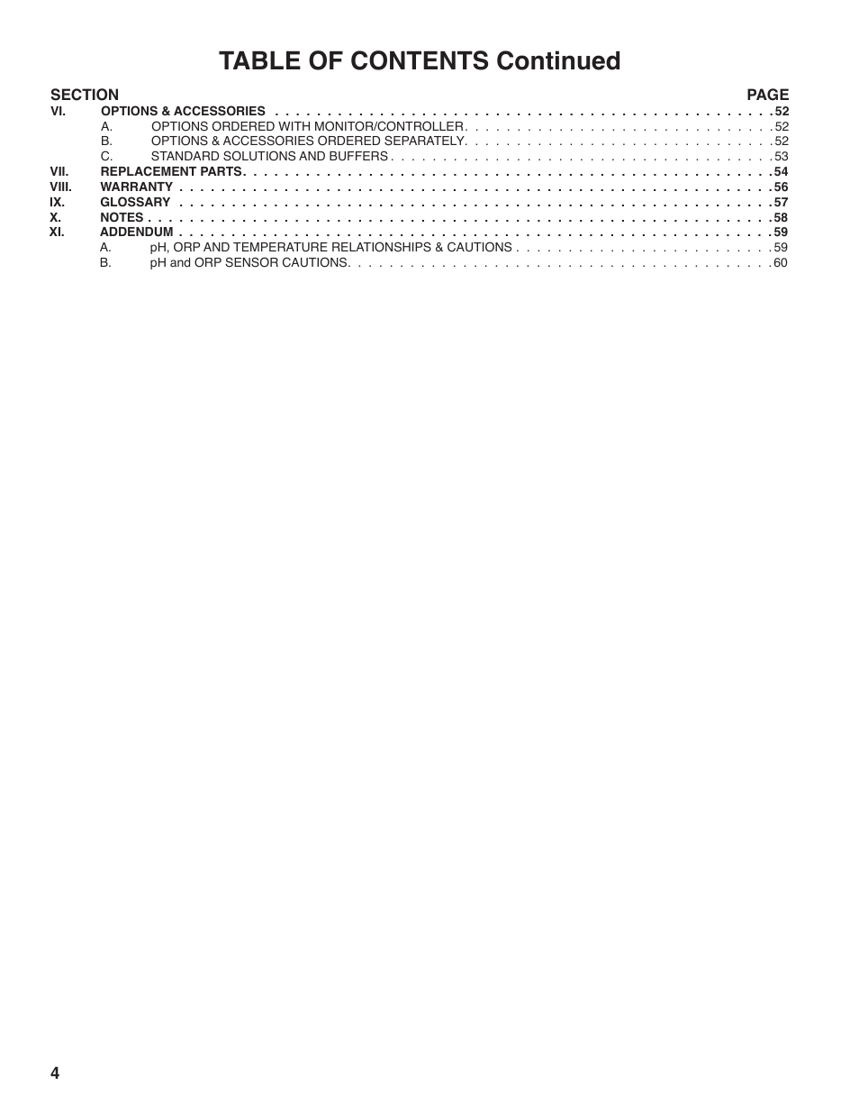 Table of contents continued | Myron L 729II User Manual | Page 8 / 68