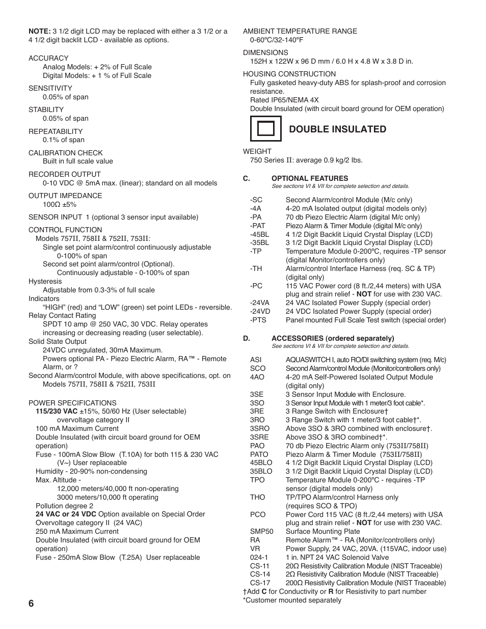 6double insulated | Myron L 729II User Manual | Page 10 / 76