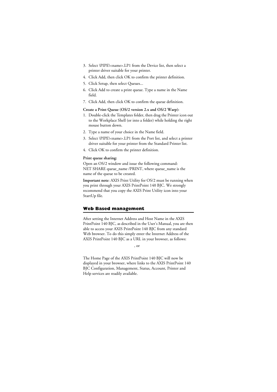 Web based management | Axis Communications 140 BJC User Manual | Page 7 / 8