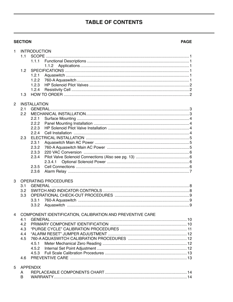 Myron L 760-A Aquaswitch User Manual | Page 2 / 18