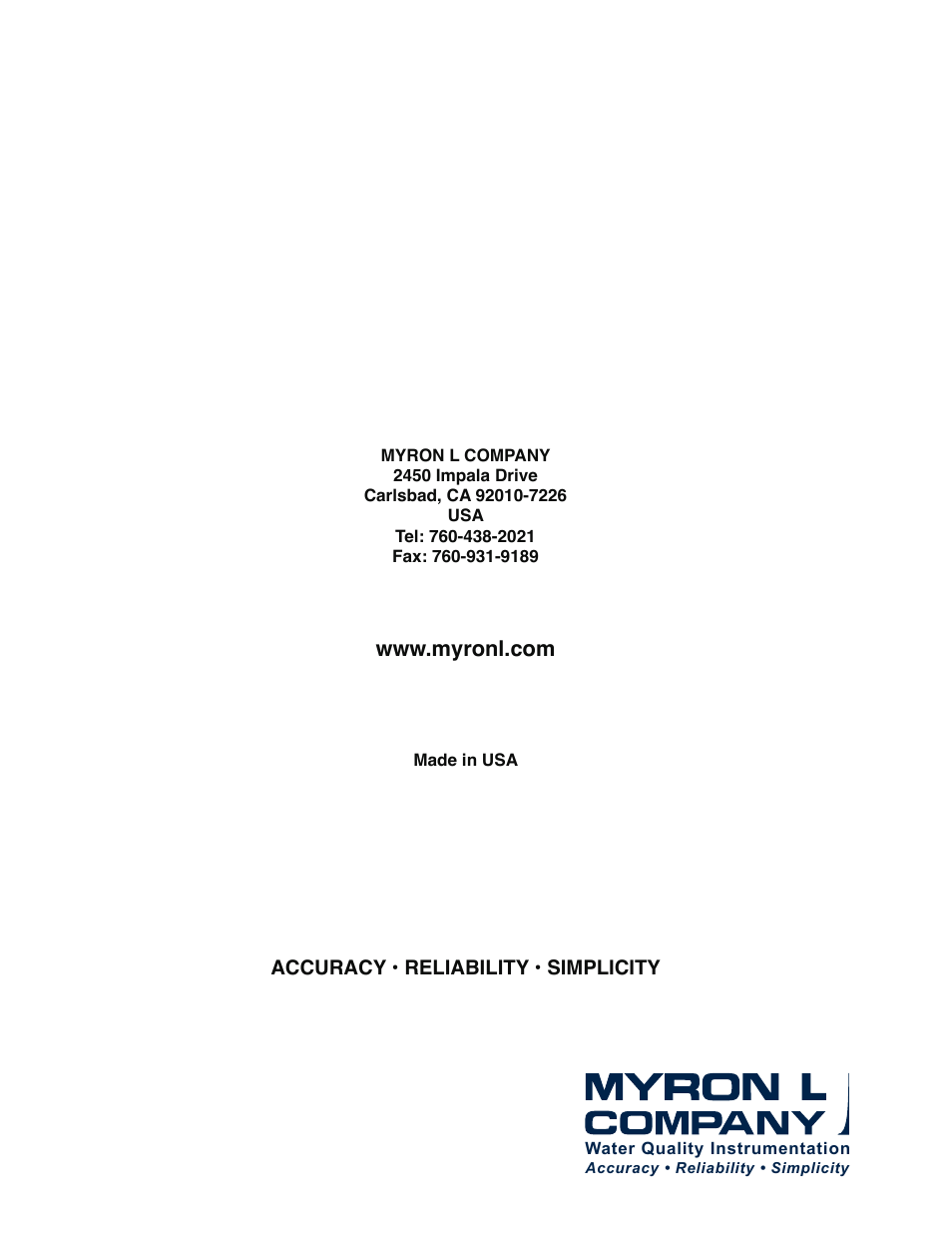 Myron L Aquaswitch II User Manual | Page 51 / 51