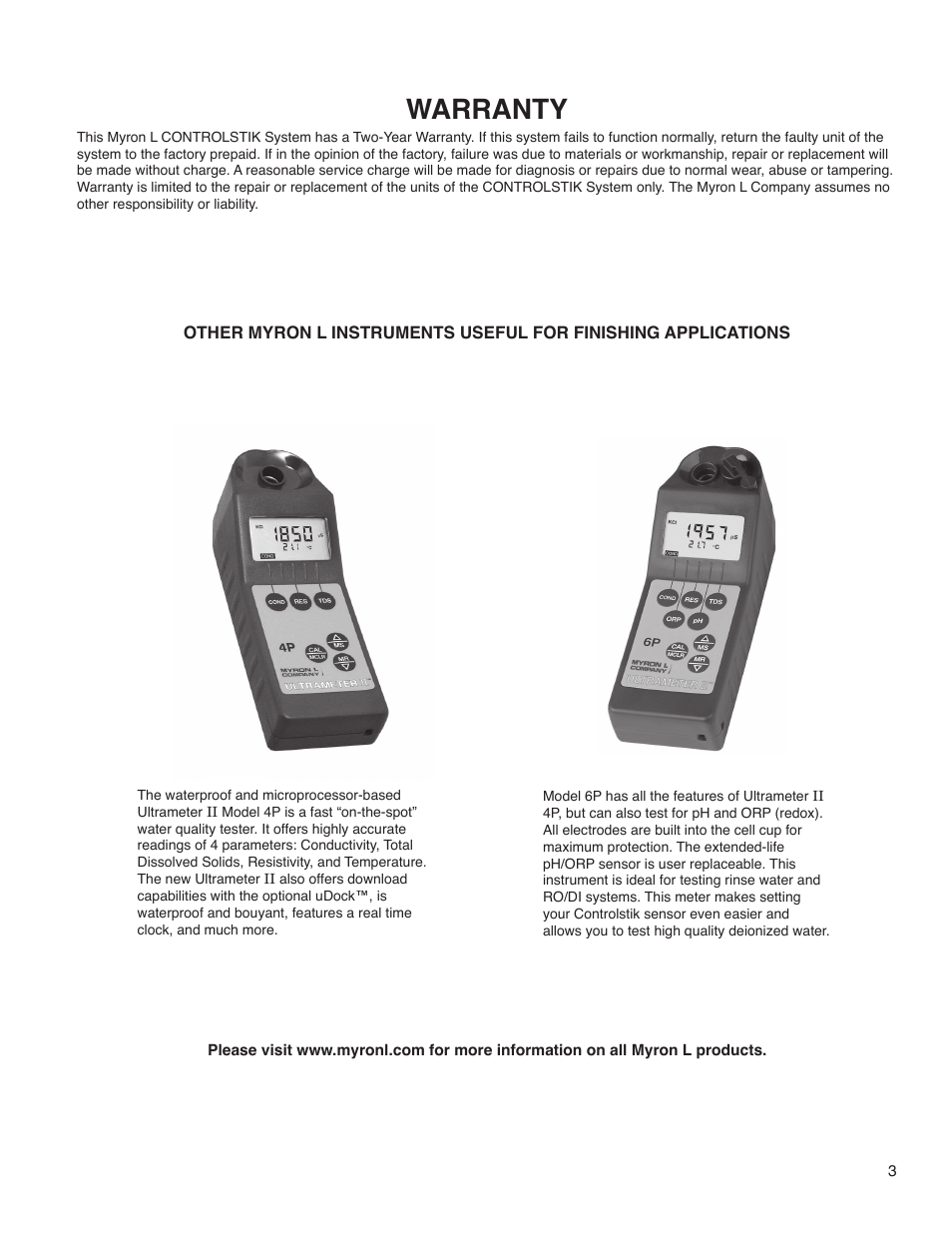 Warranty | Myron L 597 User Manual | Page 5 / 8