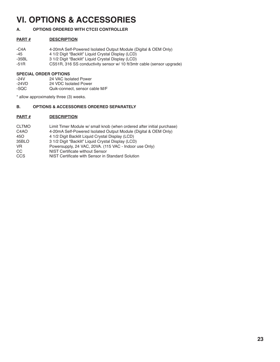 Vi. options & accessories | Myron L CTCIITD User Manual | Page 27 / 36