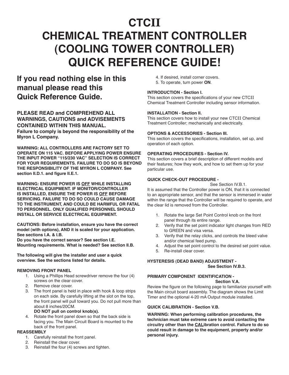 Quick reference guide | Myron L CTCIITD User Manual | Page 4 / 36