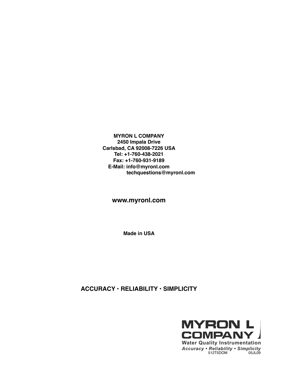 Myron L 512T5D User Manual | Page 6 / 6