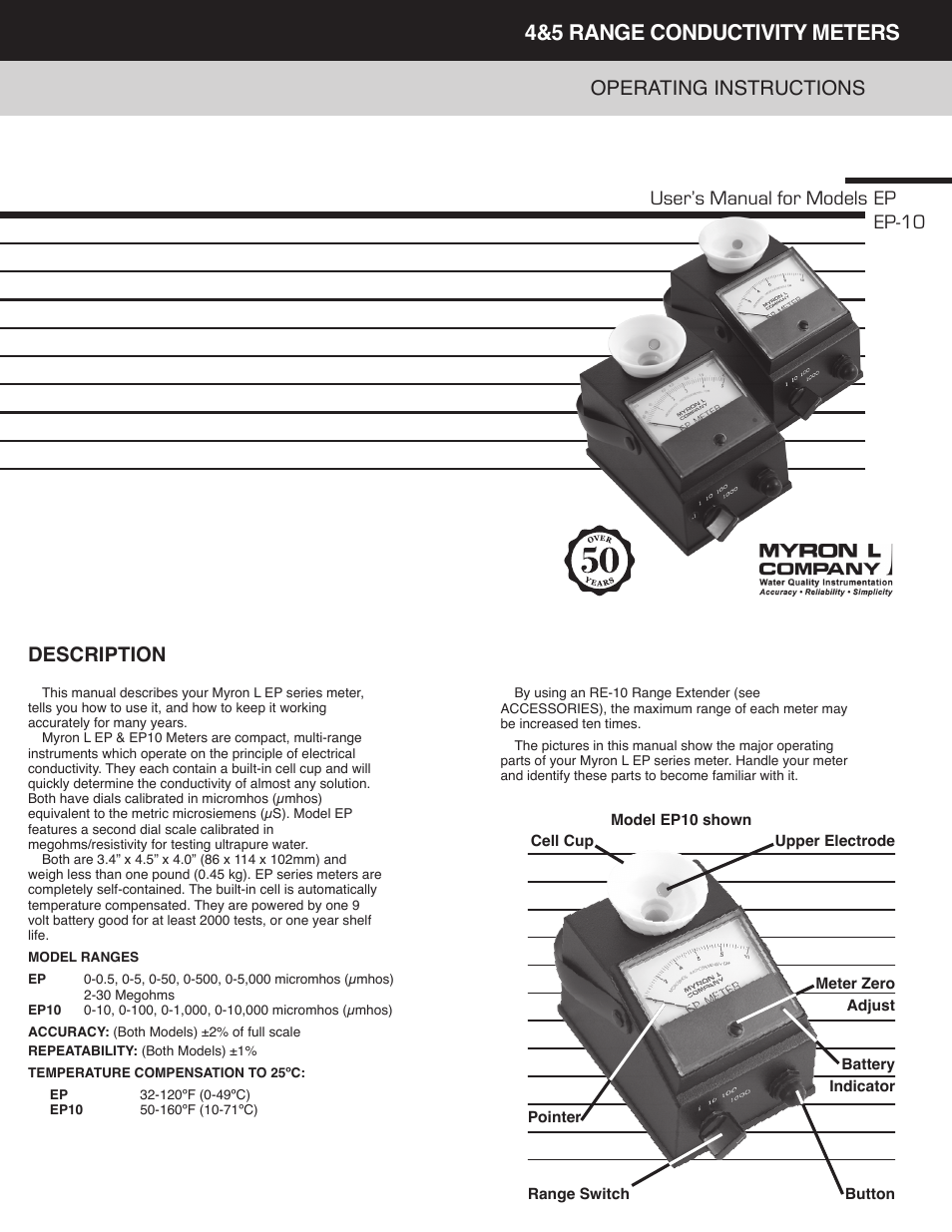 Myron L EP-10 User Manual | 4 pages