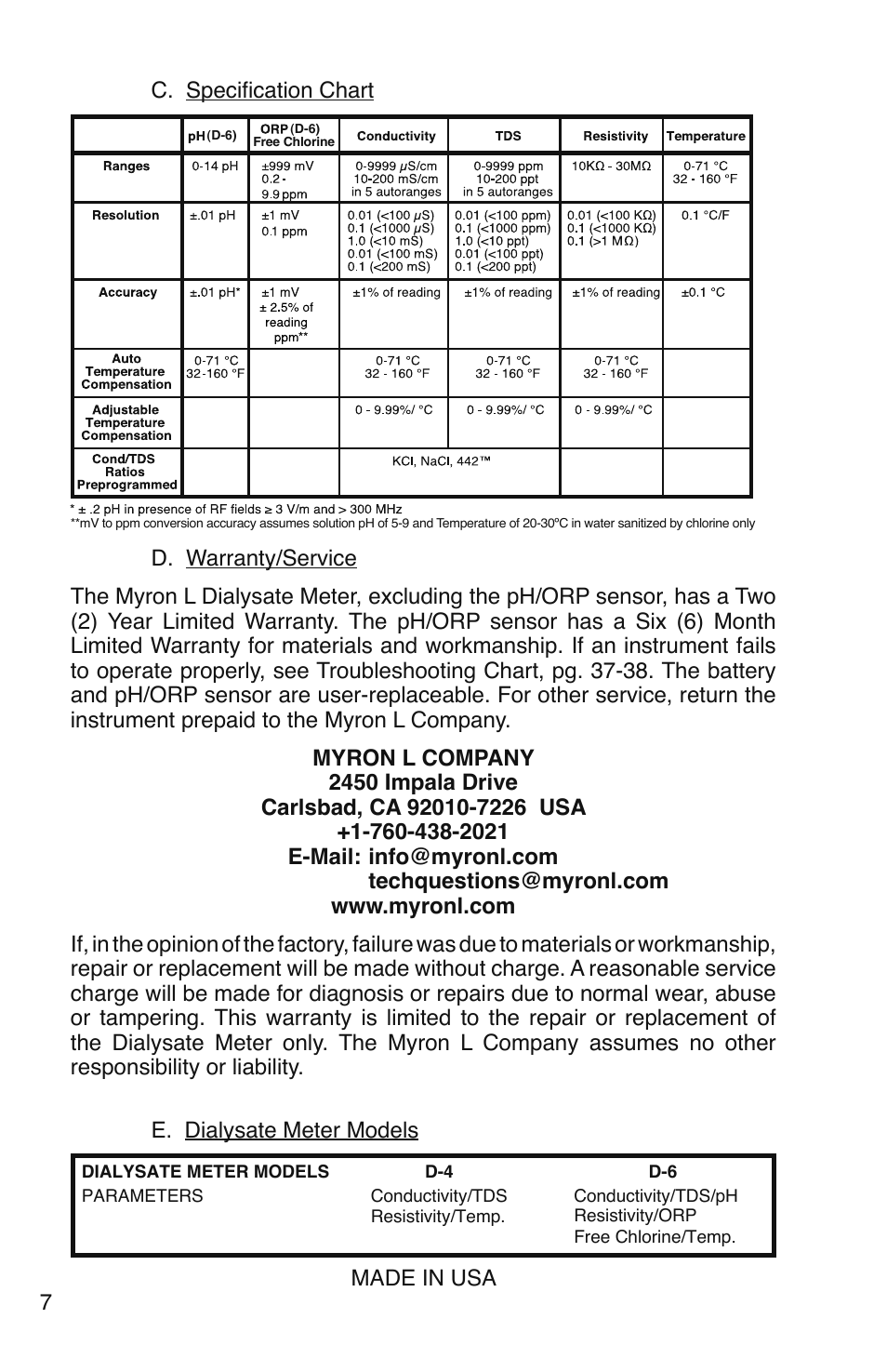 Myron L D-6 User Manual | Page 10 / 48