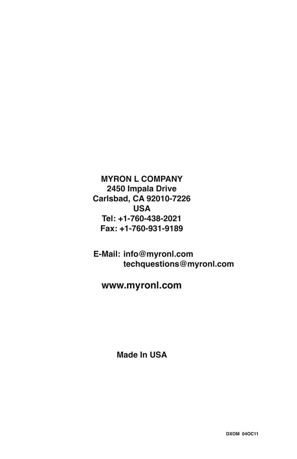 Myron L D-6 User Manual | Page 48 / 48